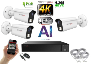 Monitorrs Security 4K IP 3 kamerový set 8 Mpix WTube (6378K3)